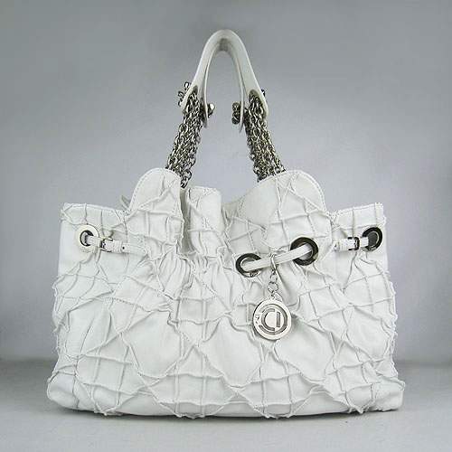 Christian Dior 1816 Lambskin Leather Tote Handbag-White - Click Image to Close